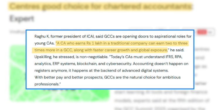 CAs are earning 3x more in GCCs