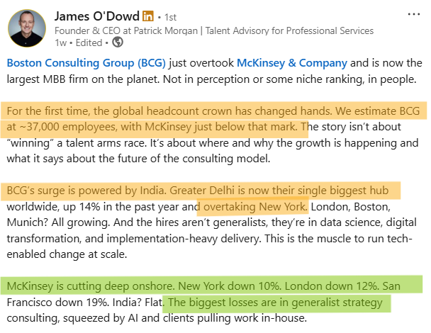 BCG surpasses McKinsey in headcount 